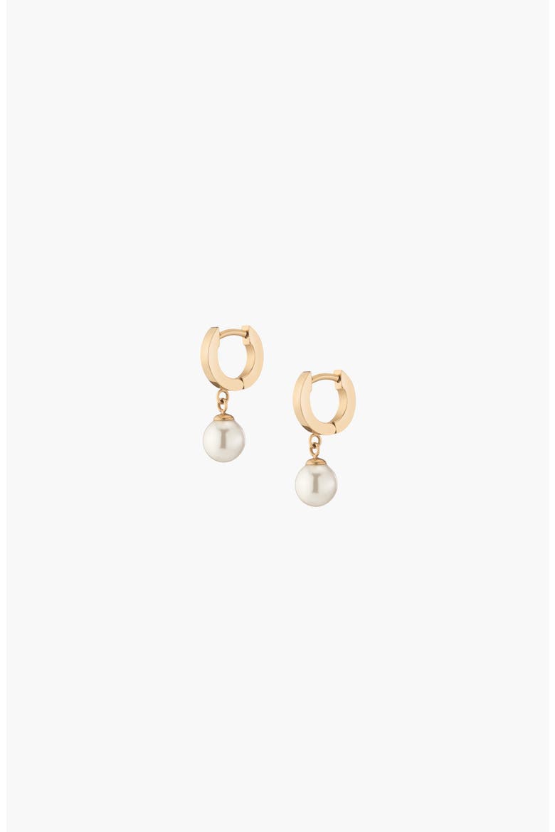 Unbreakable Pearl Huggie Earrings, Main, color, Stainless Steel