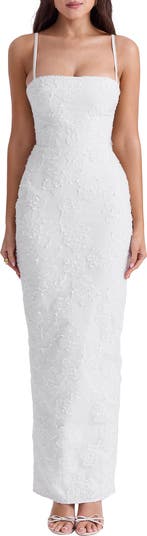 Eva Floral Embroidery Sheath Gown