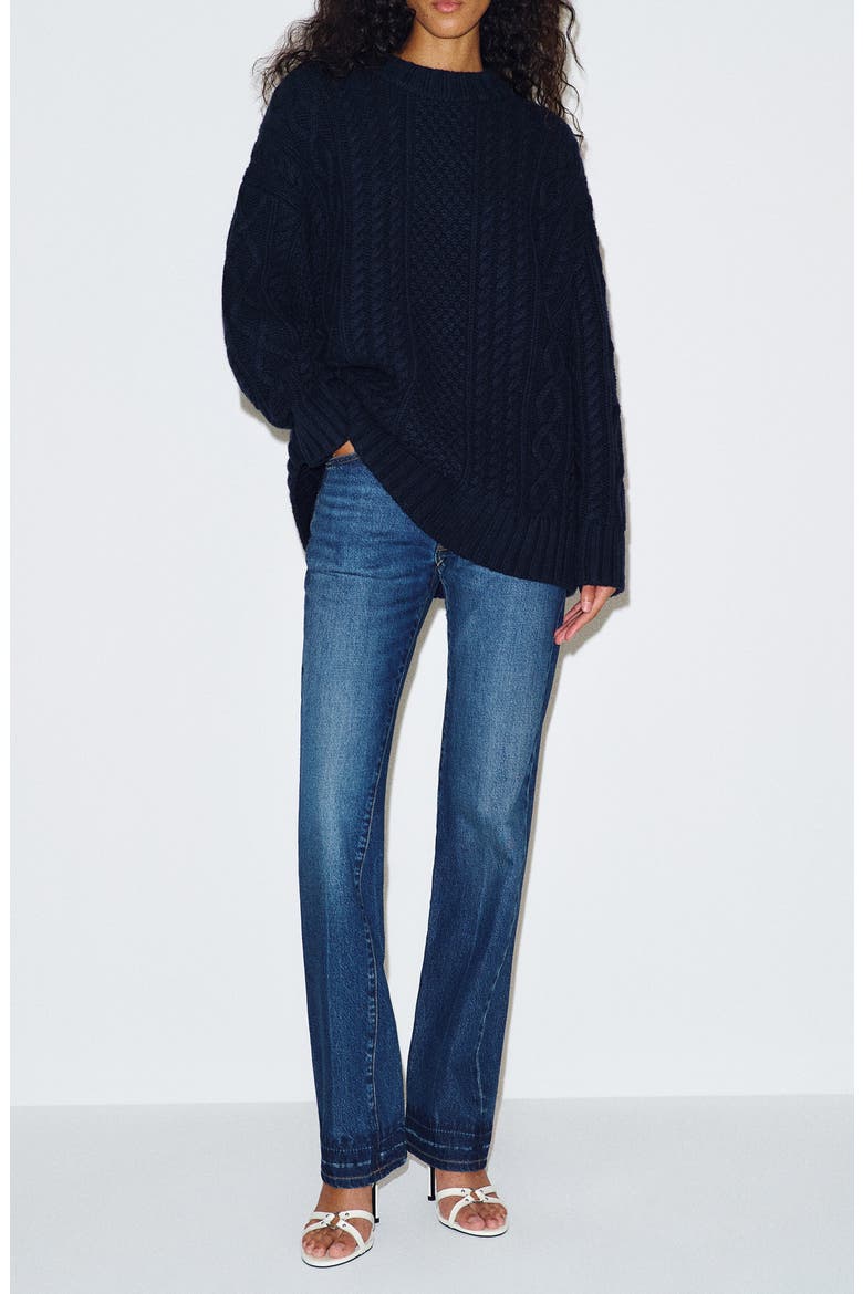 x Alexa Chung Oversized Cable Knit Sweater, Alternate, color, NAVY