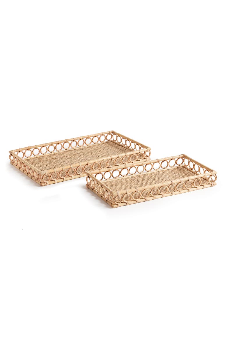 Ninette Rectangular Decorative Trays Set of 2, Main, color, Beige