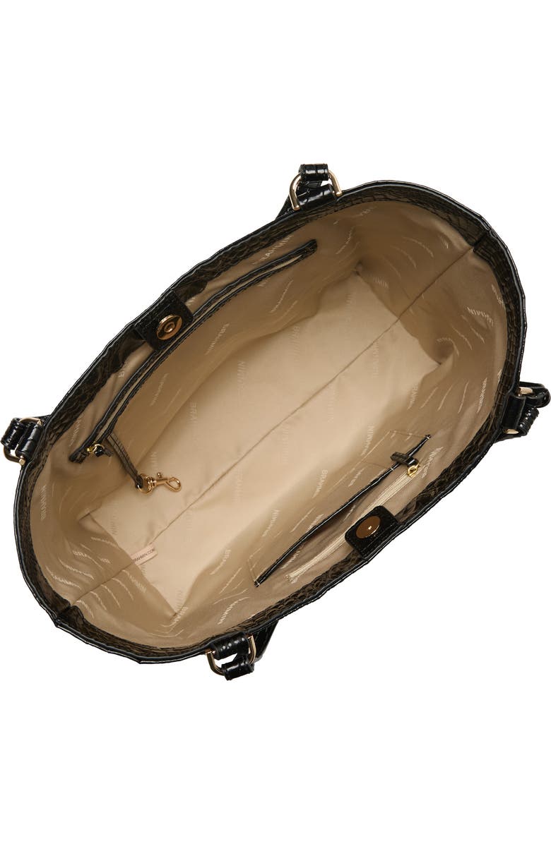 Brahmin Aliza Croc Embossed Leather Tote, Alternate, color, Black Melbourne