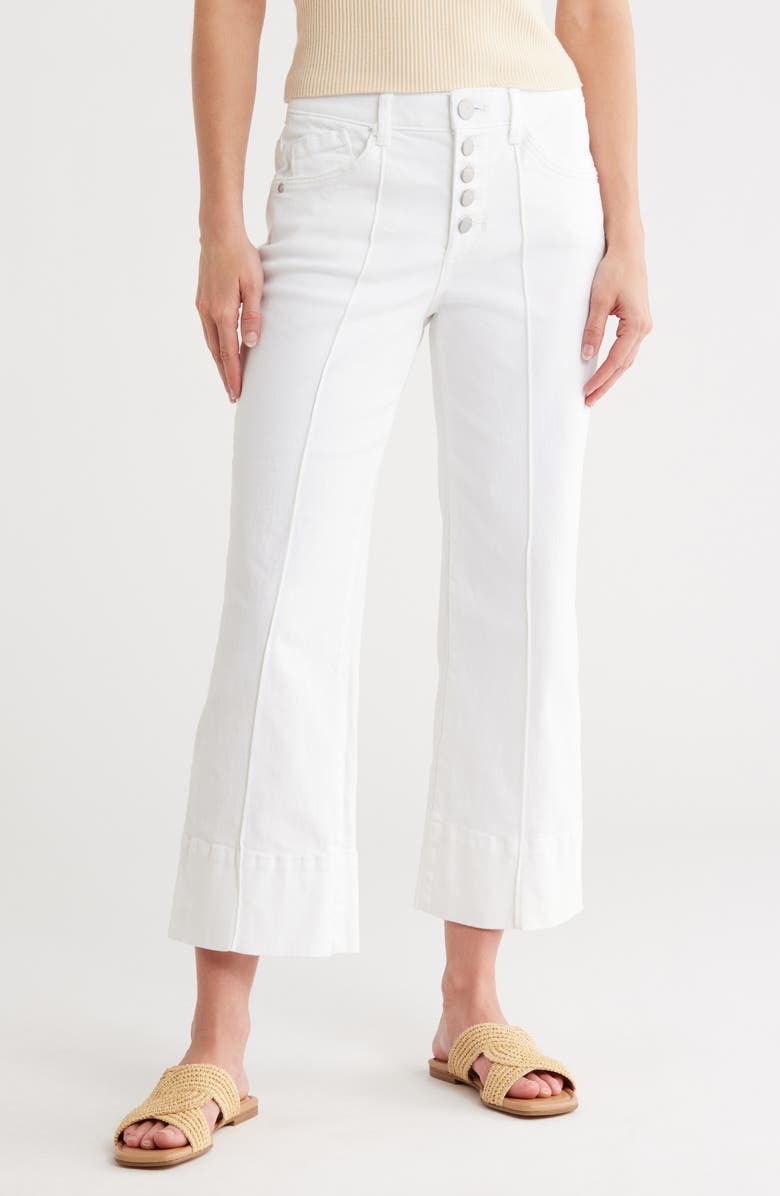 Democracy Exposed Button Fly Crop Wide Leg Jeans, Main, color, Optic White