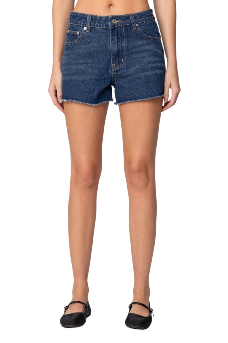 Sahara High Waist Cutoff Denim Shorts, Main, color, BLUE