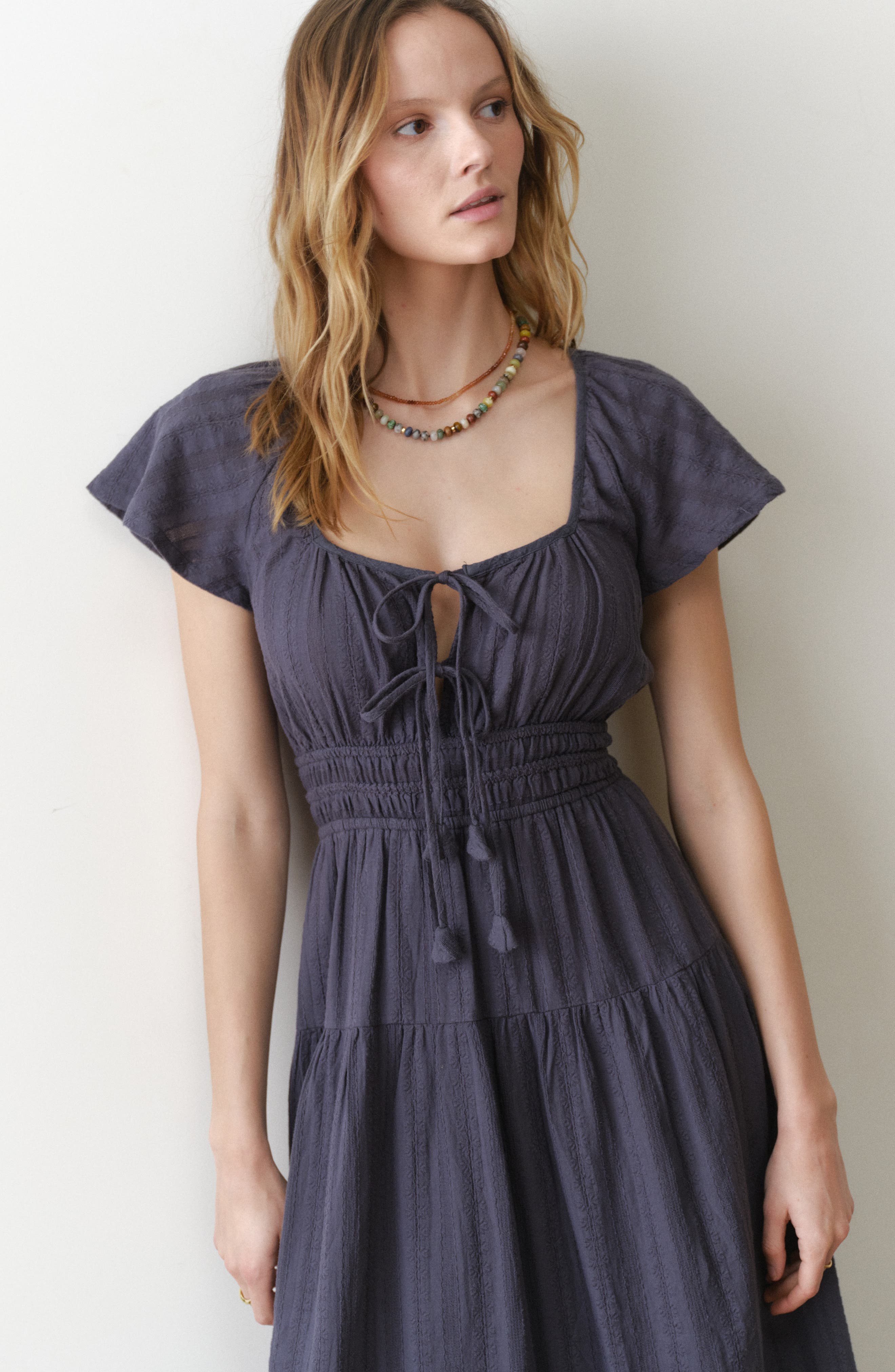 afrm skye midi dress AFRM Skye Rib Knit Cut-Out Marled Midi