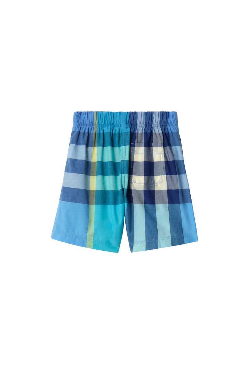 Check Cotton Shorts, Alternate, color, Bright turquoise