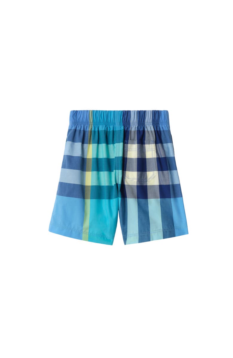 Burberry Check Cotton Shorts, Alternate, color, Bright Turquoise