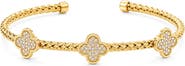MESHMERISE Sterling Silver Pavé Quatrefoil Cuff Bracelet