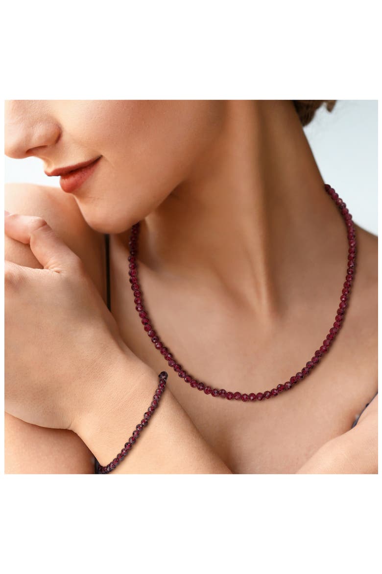Garnet Beaded Necklace & Bracelet Set, Alternate, color, RED