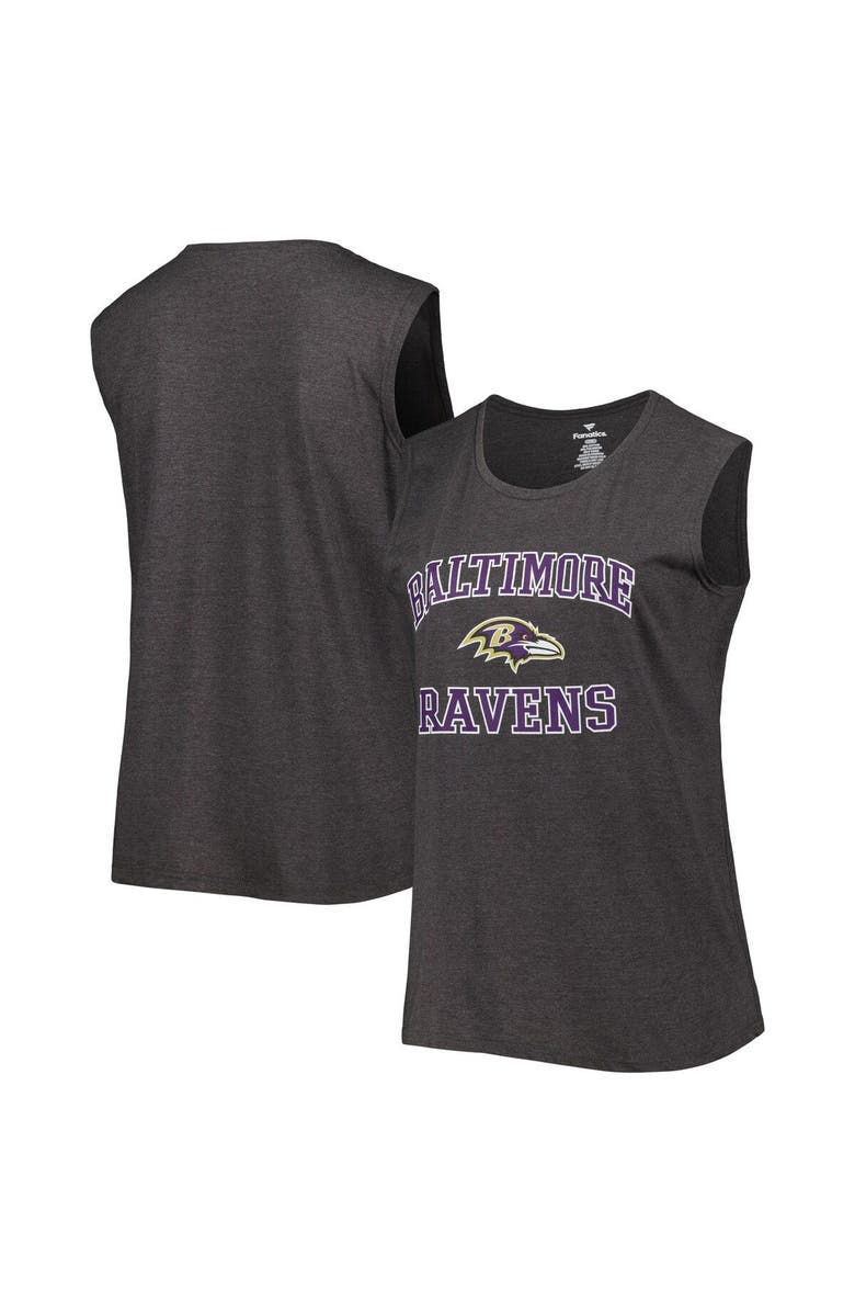 FANATICS Women's Fanatics Branded Heather Charcoal Baltimore Ravens Plus Size Tank Top, Main, color, 