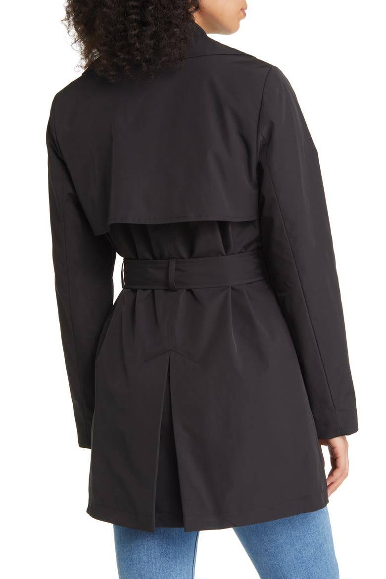 Double Breasted Belted Trench Coat, Alternate, color, BLACK