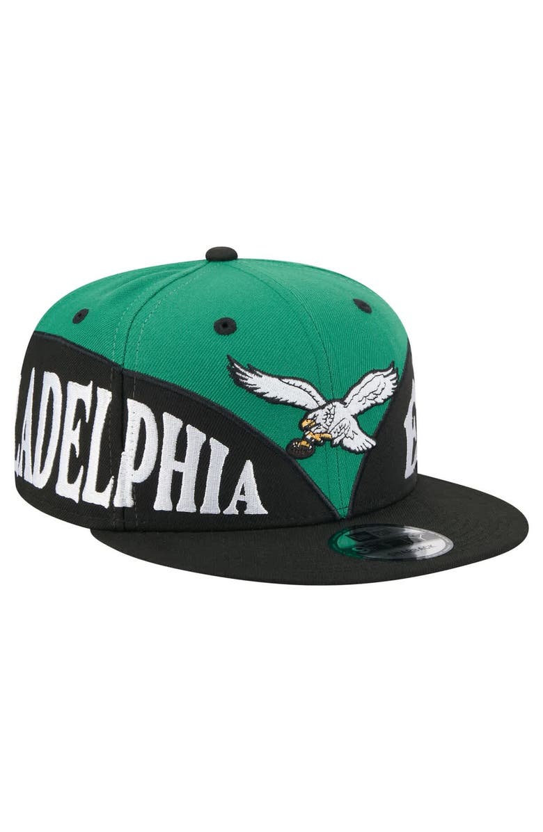 New Era Men's New Era  Kelly Green/Black Philadelphia Eagles Split 9FIFTY Snapback Hat, Main, color, 