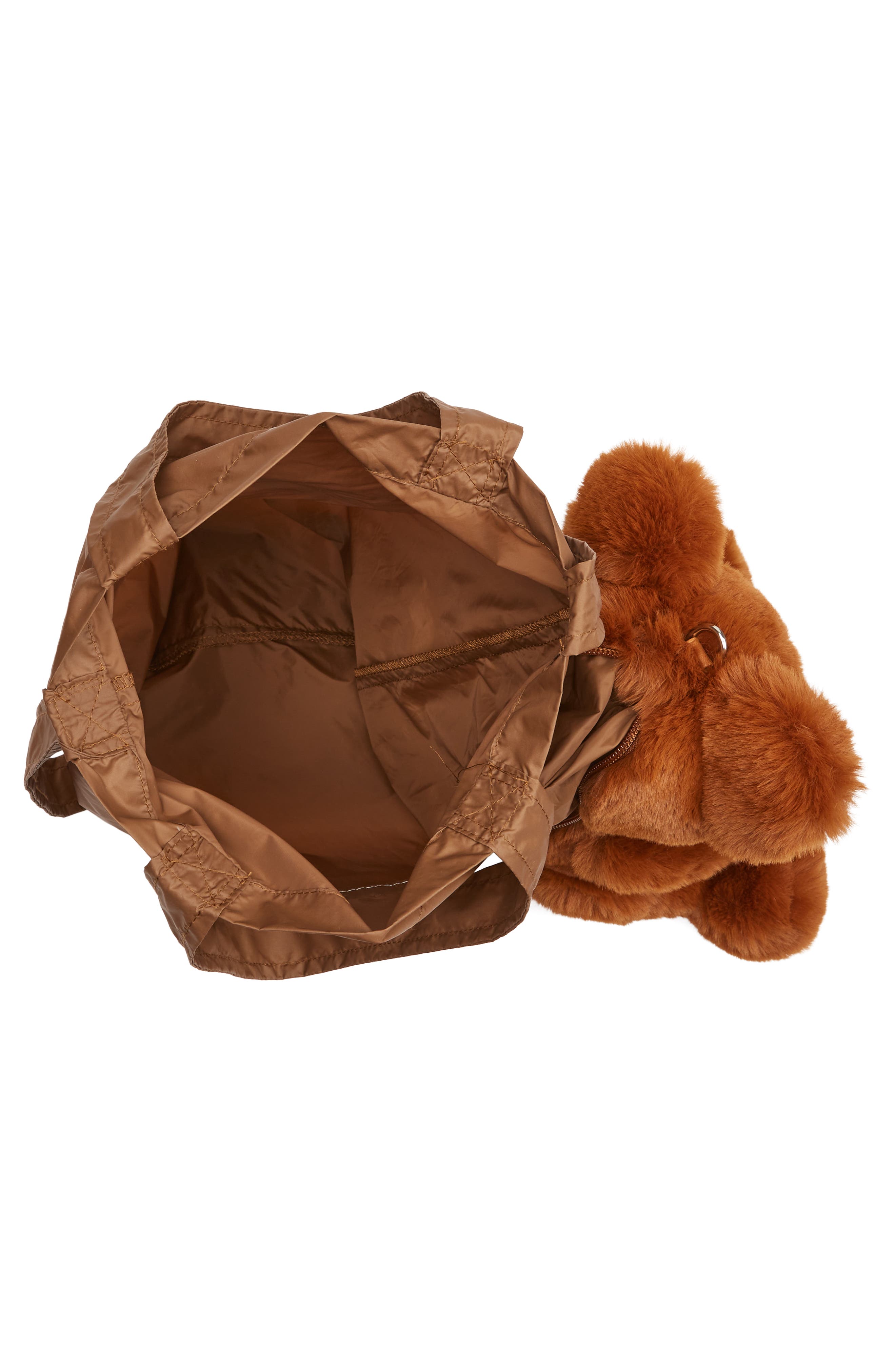 MELITTA BAUMEISTER Teddy Tote, Alternate, color, Brown Faux Fur / Light Nylon