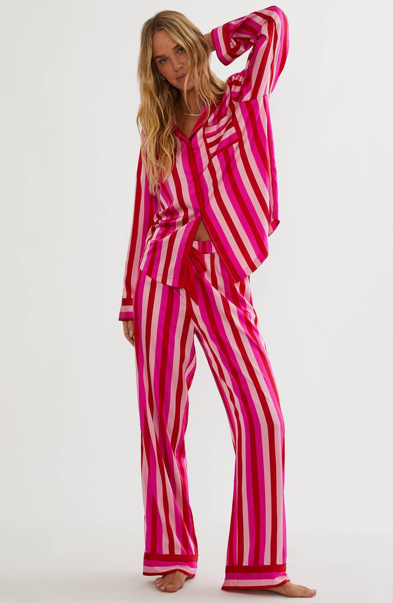 Beach Riot Livy & Connie Pajamas, Alternate, color, Pink Red