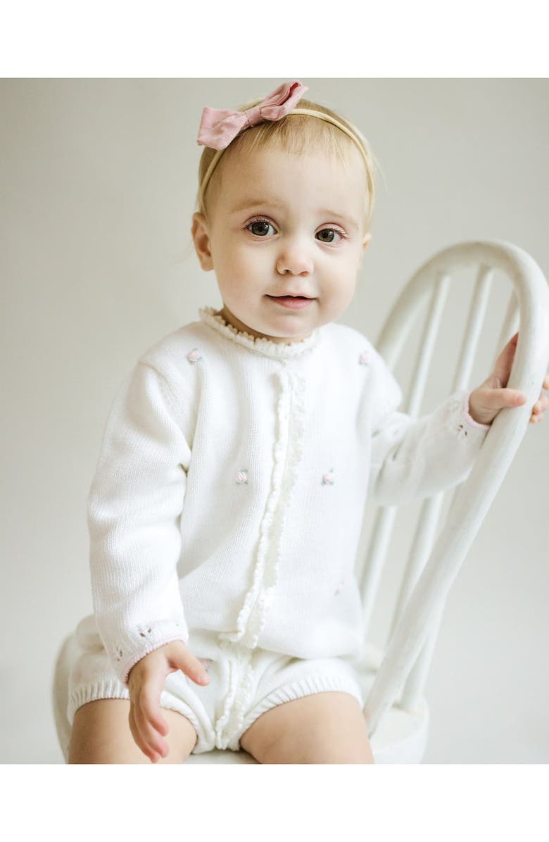 Cuclie Rosette Knit Bubble Romper, Alternate, color, Ivory