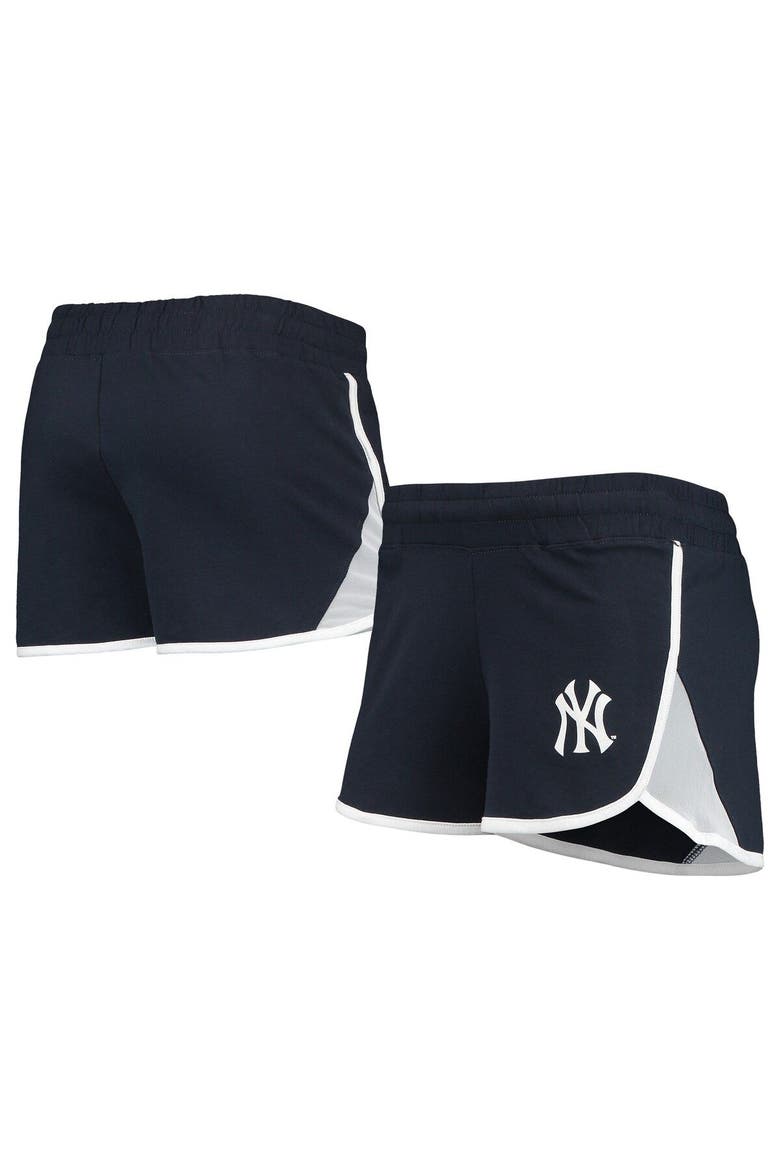Women's New Era Navy New York Yankees Stretch French Terry Shorts, Alternate, color, Navy