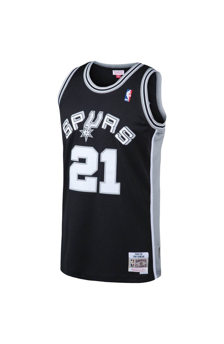 Mitchell & Ness Men's Mitchell & Ness Tim Duncan Black San Antonio Spurs 1998/99 Big & Tall Hardwood Classics Swingman Jersey, Alternate, color, Black