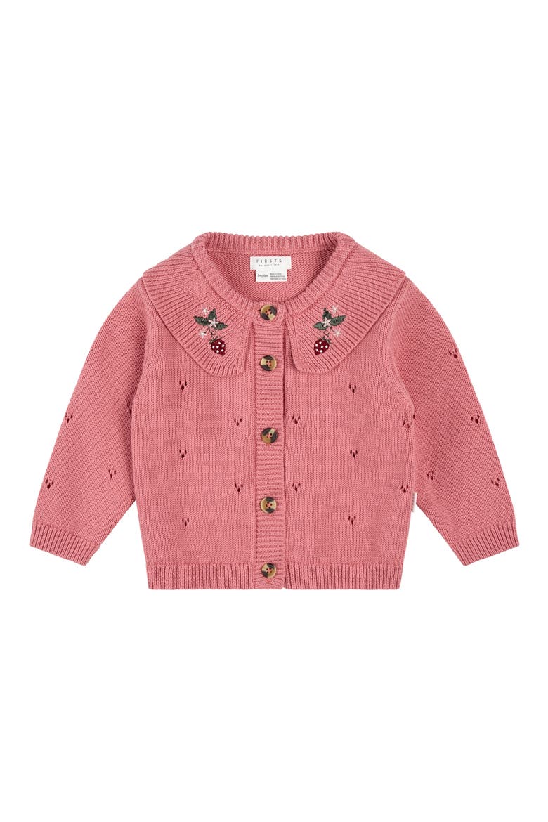 Berry Pointelle Knit Cardigan, Main, color, PINK