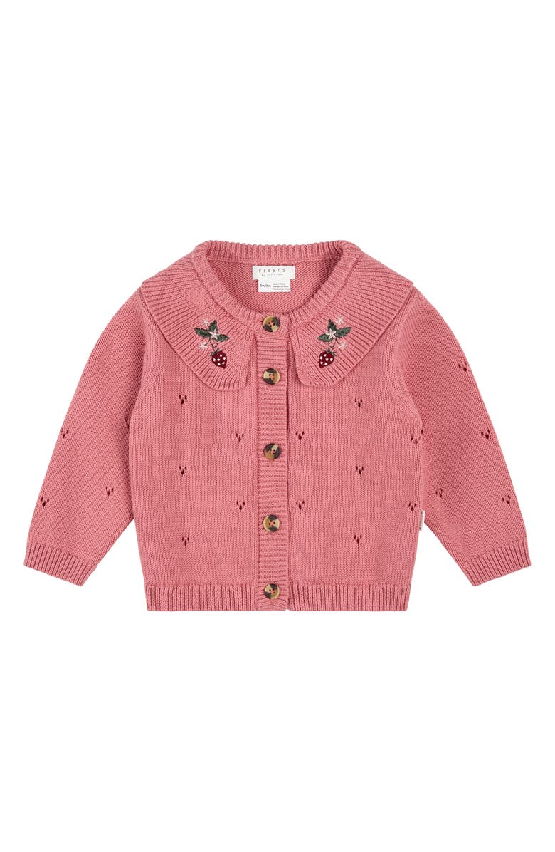 Petit Lem Berry Pointelle Knit Cardigan, Main, color, Pink
