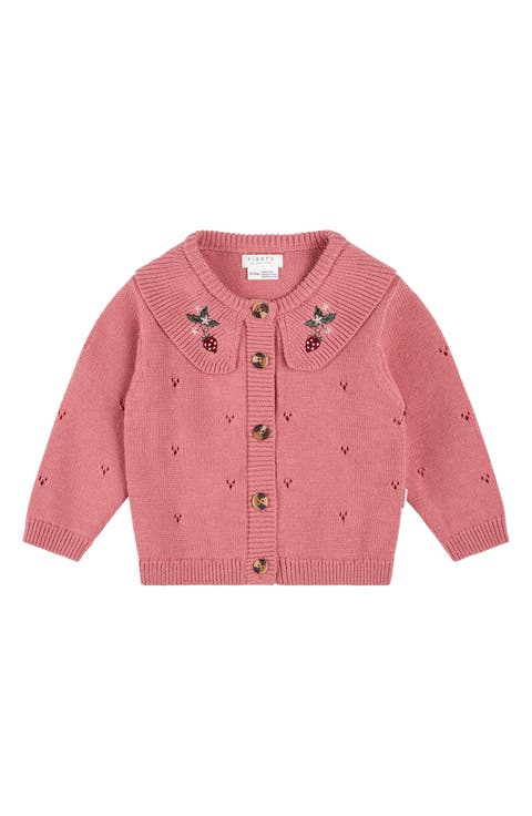 Berry Pointelle Knit Cardigan (Baby)