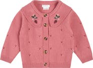 Petit Lem Berry Pointelle Knit Cardigan