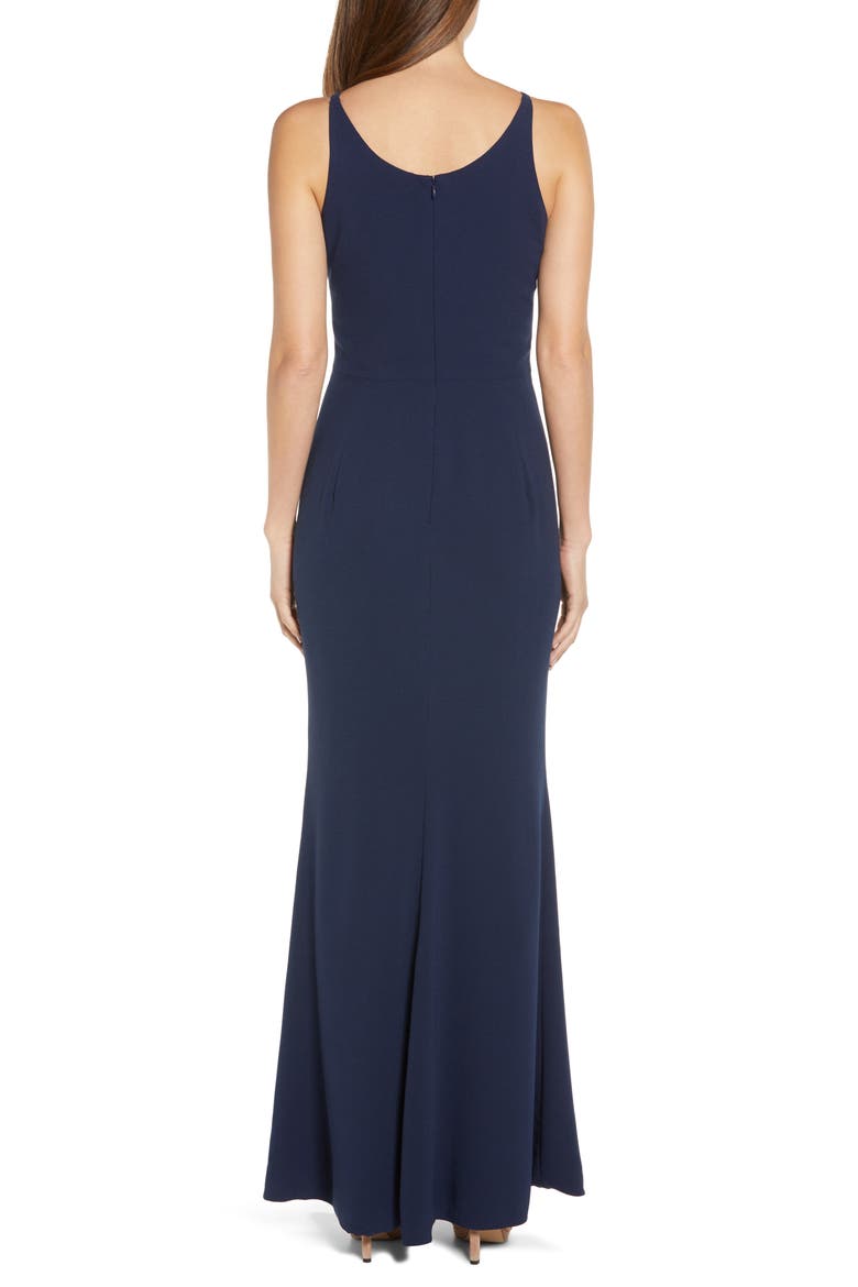 Iris Slit Crepe Gown, Alternate, color, MIDNIGHT BLUE