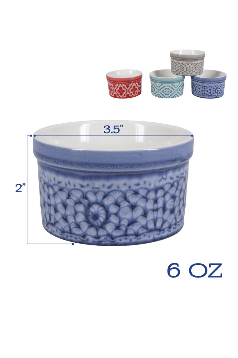 Set of 4 Stoneware Dominique Ramekins, Alternate, color, MULTI