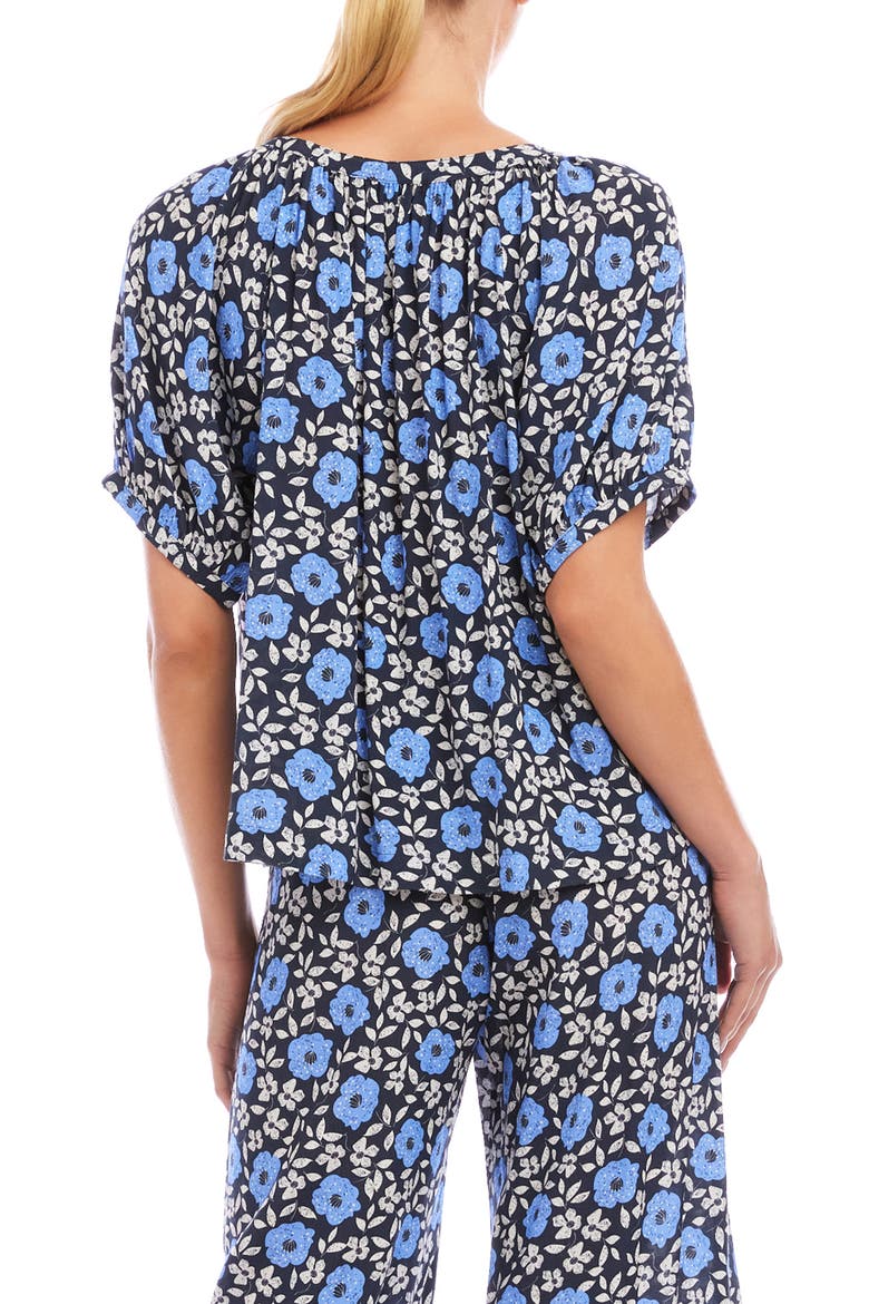 Floral Button-Up Peasant Top, Alternate, color, BLUE PRINT