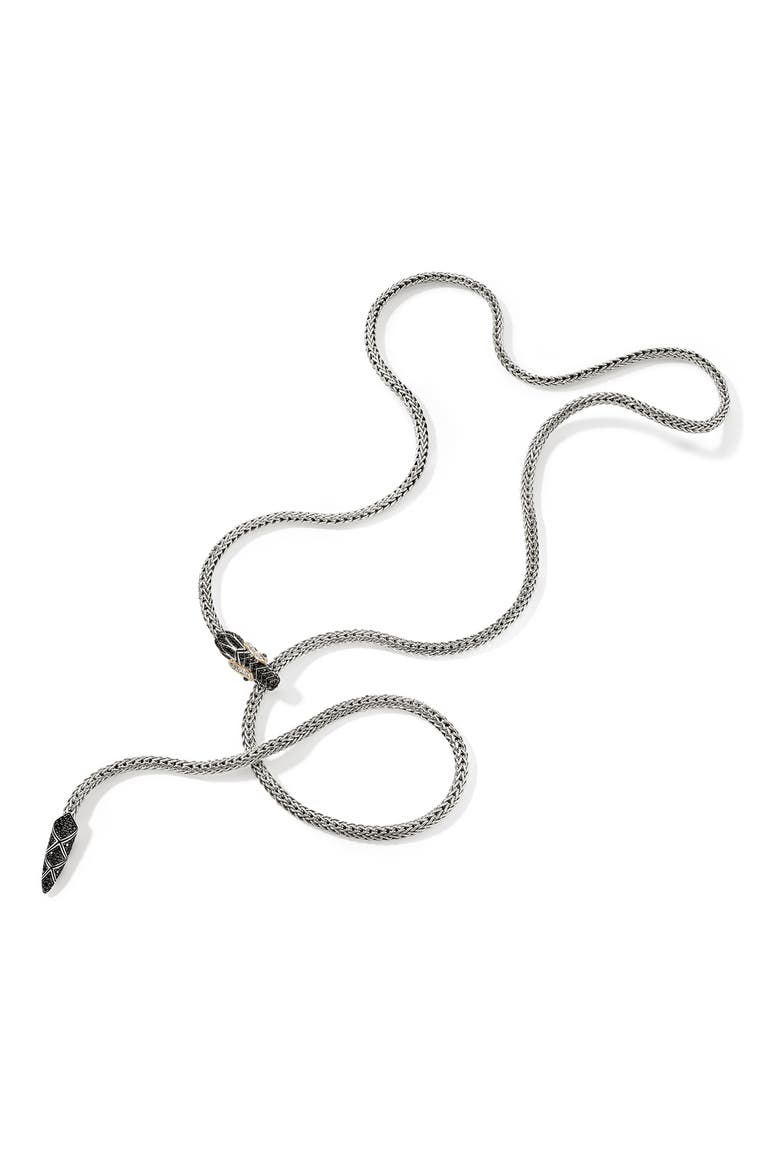 Naga Lariat, Gold, Silver, Diamonds, Alternate, color, BLACK