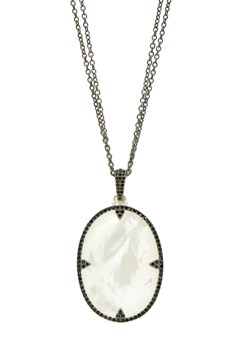 FREIDA ROTHMAN Double Chain Mother-of-Pearl Pendant Necklace, Alternate, color,