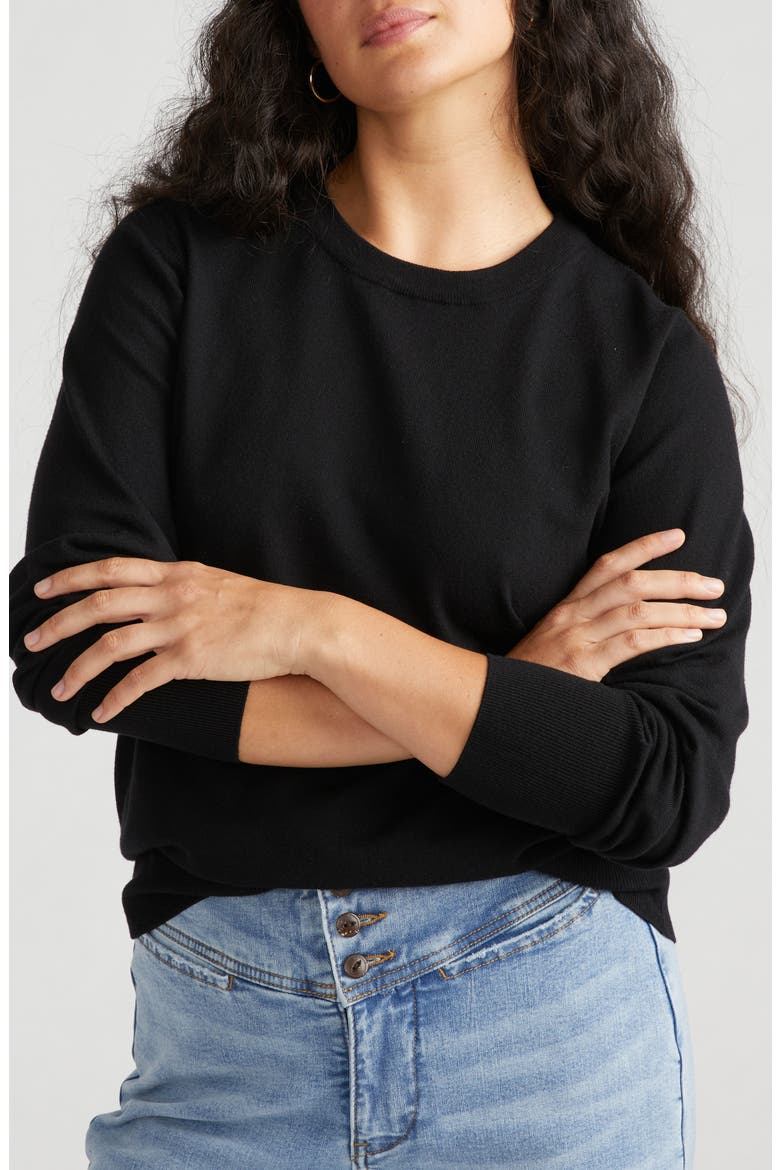Crewneck Sweater, Main, color, BLACK