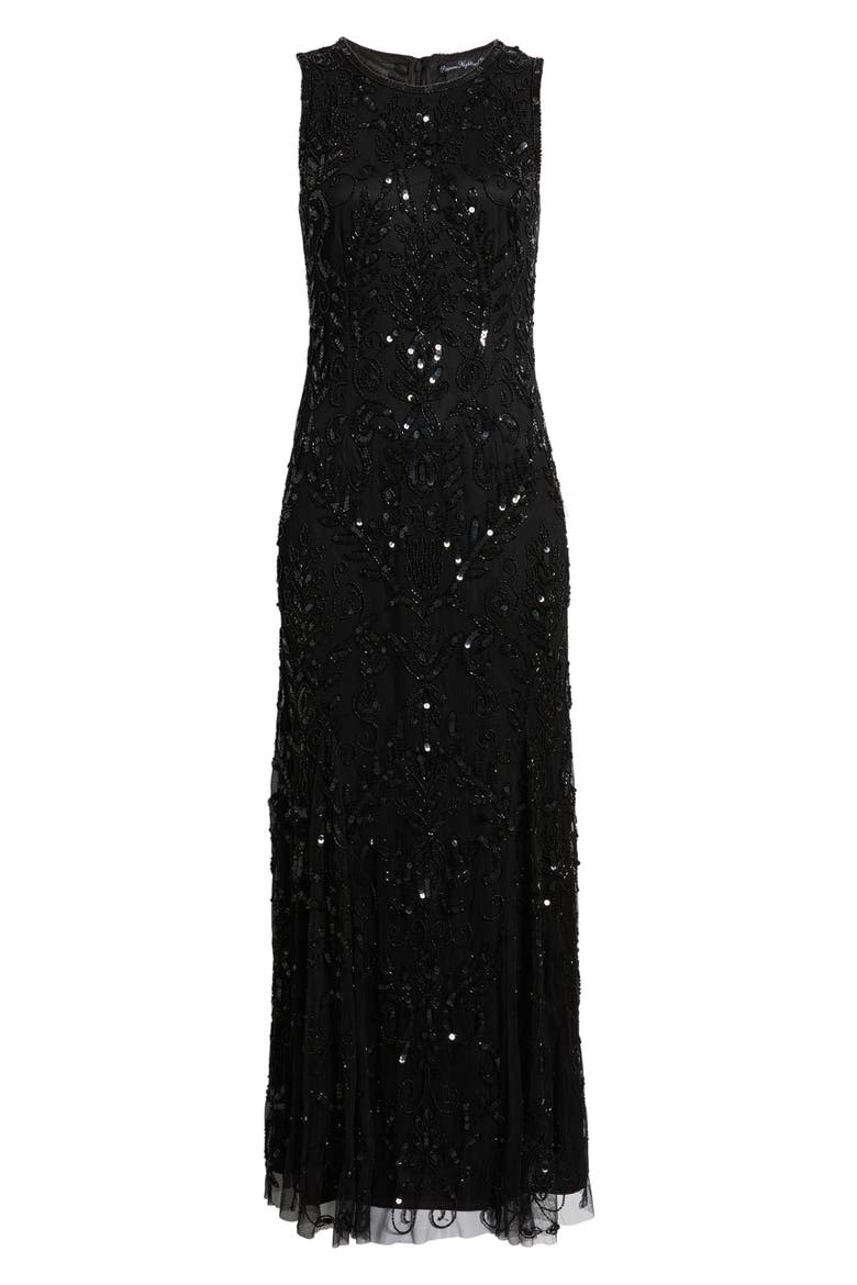 Beaded Sleeveless Gown, Alternate, color, BLACK