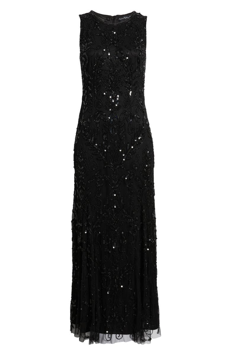 Pisarro Nights Beaded Sleeveless Gown, Alternate, color, Black