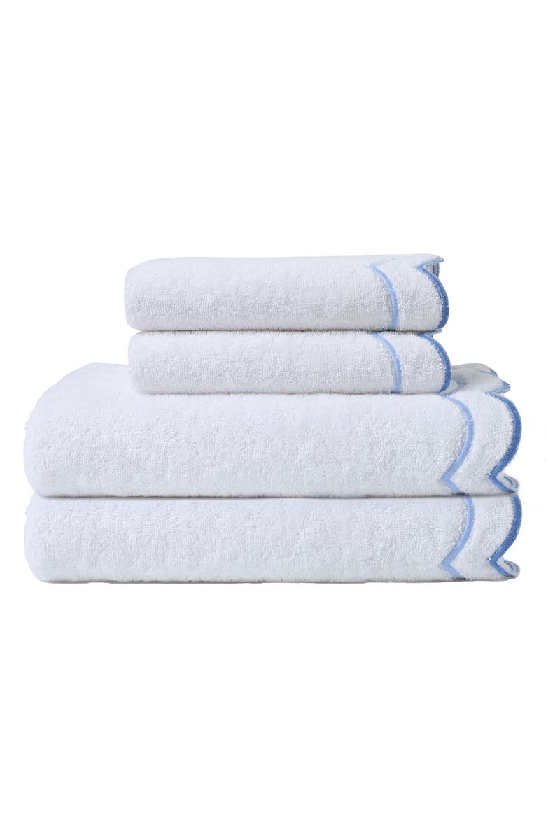 Peri Home Scallop 4-Piece Towel Set, Main, color, Blue