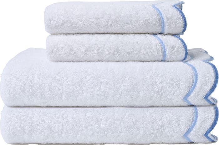 Peri Home Scallop 4-Piece Towel Set - Blue, 4 Piece Set