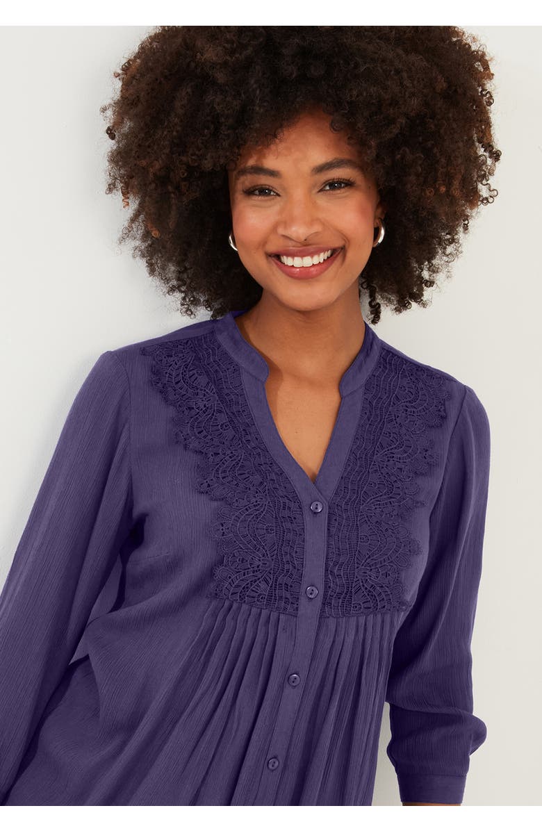 Joe Browns Crochet Trim Pintuck Shirt, Alternate, color, Mulberry Purple