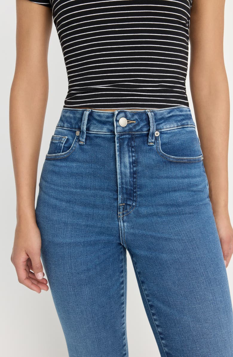 Good American Soft-Tech Good Straight Raw Hem Ankle Straight Leg Jeans, Alternate, color, Indigo818