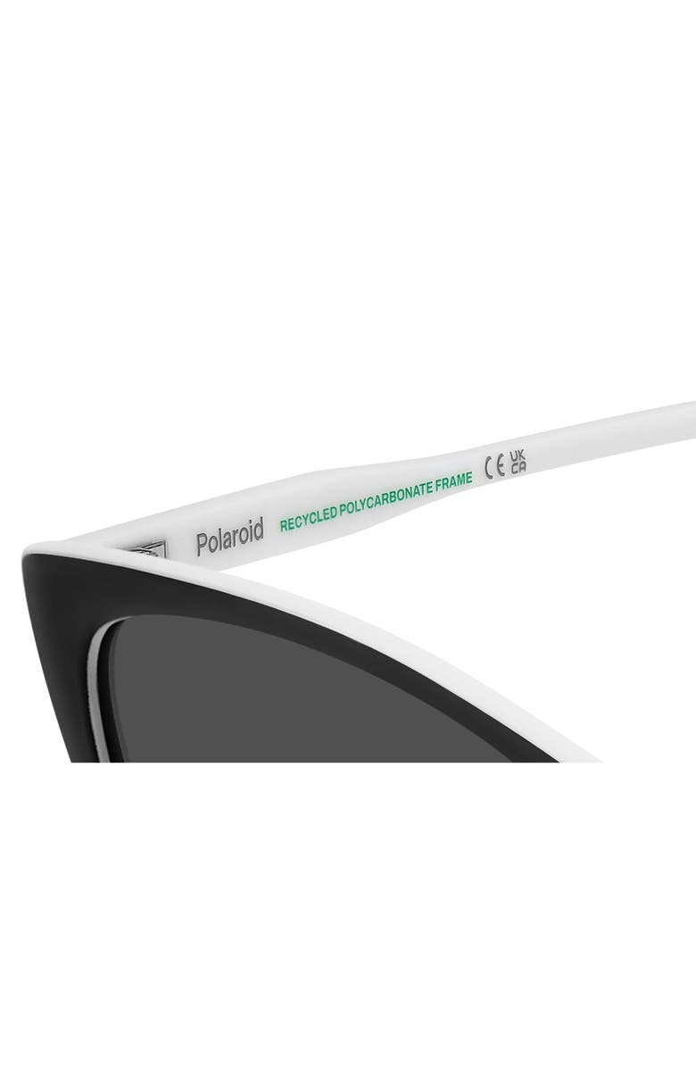 Polaroid 56mm Polarized Cat Eye Sunglasses, Alternate, color, Black White/ Grey Polar