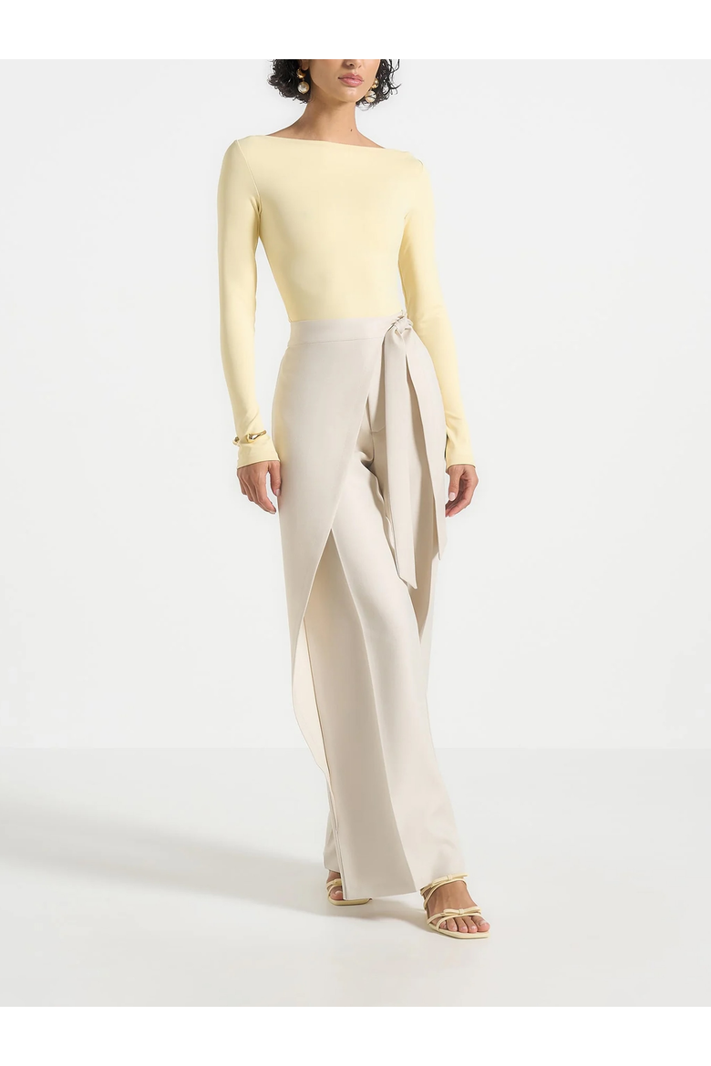 Eva Fitted Boat Neck Bodysuit, Main, color, Pale Yellow