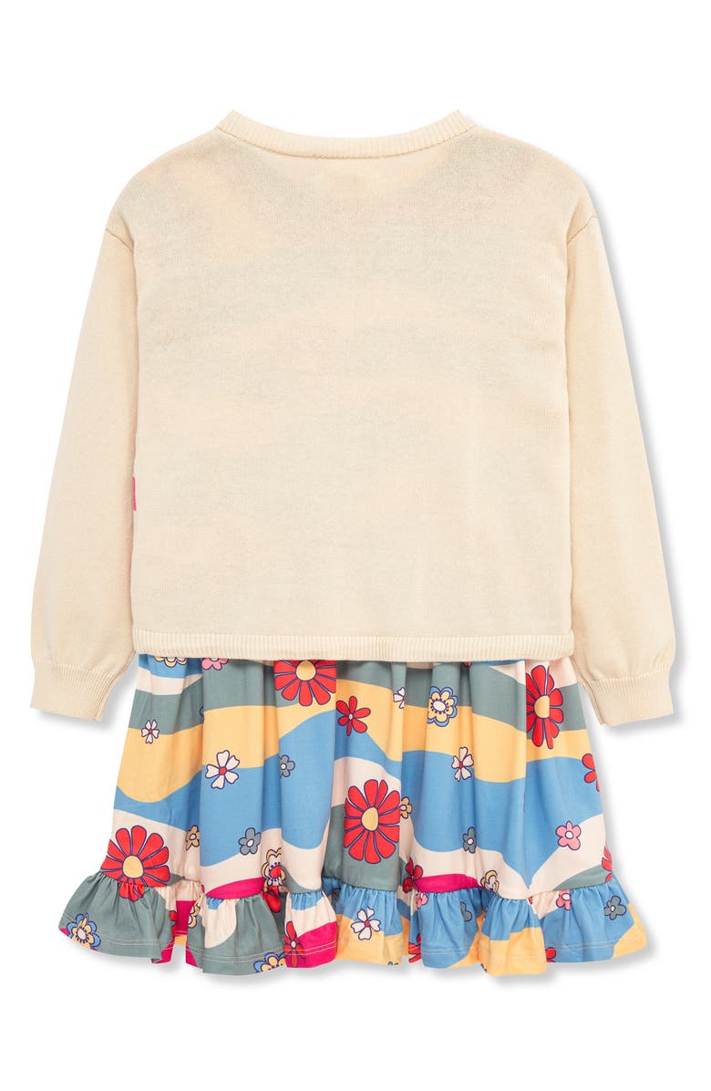Peek Aren't You Curious Kids' Groovy Floral Dress & Daisy Cardigan Set, Alternate, color,