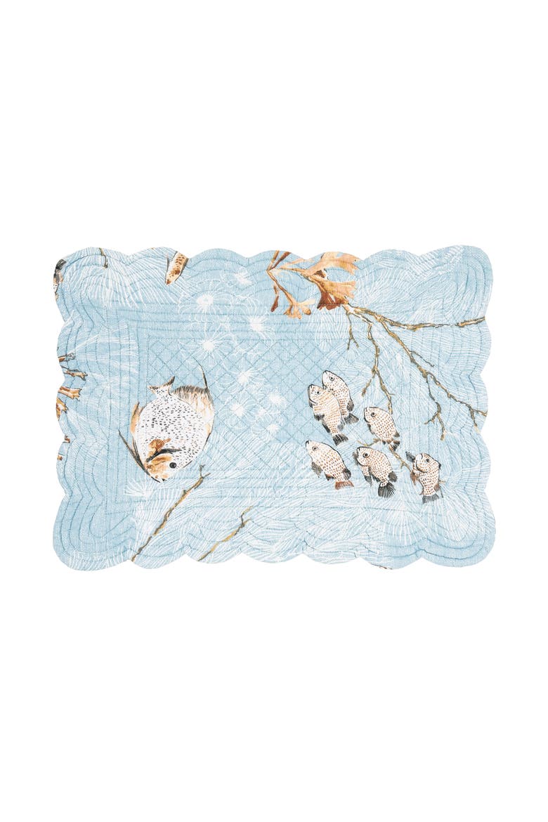 Meraki Island Quilted Reversible Blue Coastal Placemats Set of 6, 13" x 19", Alternate, color, Blue