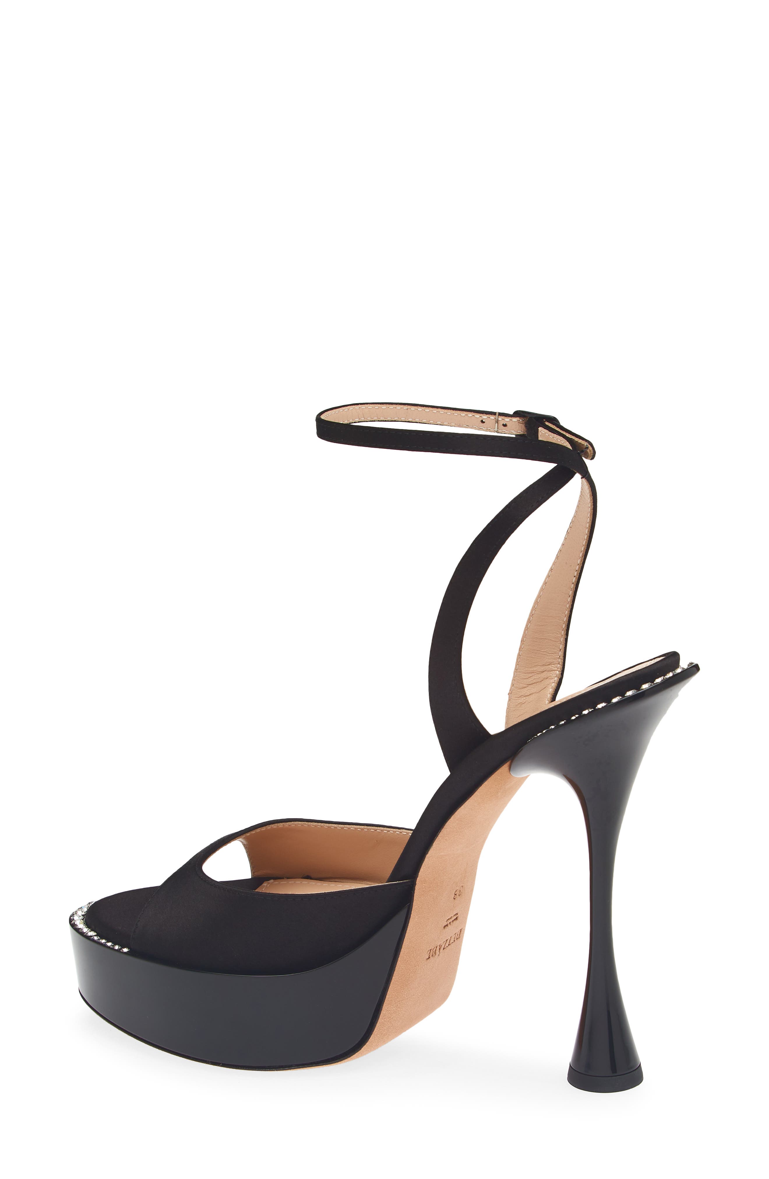 Alessandra Crystal Embellished Platform Sandal, Alternate, color, BLACK SATIN