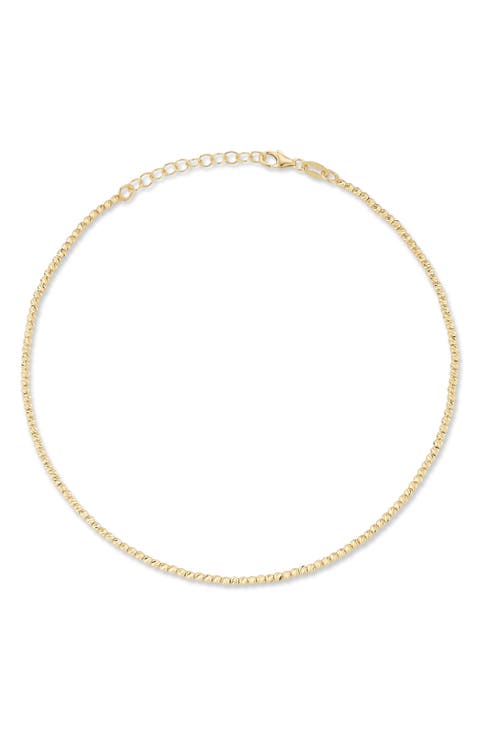 <p>14K Gold Diamond Cut Ball Anklet</p>
