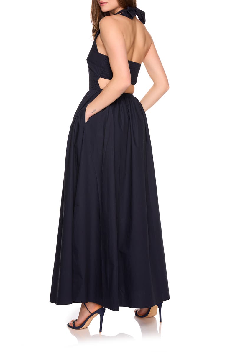 Susana Monaco Halter Neck Cotton Poplin Dress, Alternate, color, Midnight