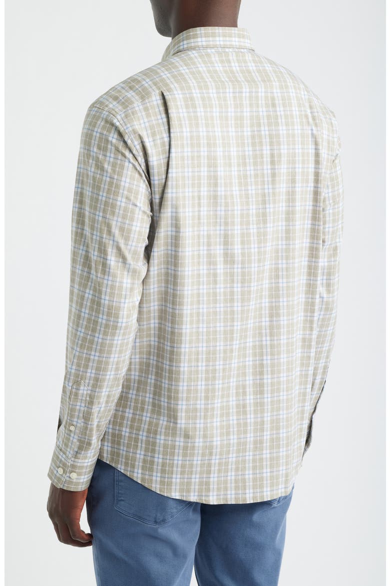 Fullington Plaid Performance Twill Button-Down Shirt, Alternate, color, ALMOND