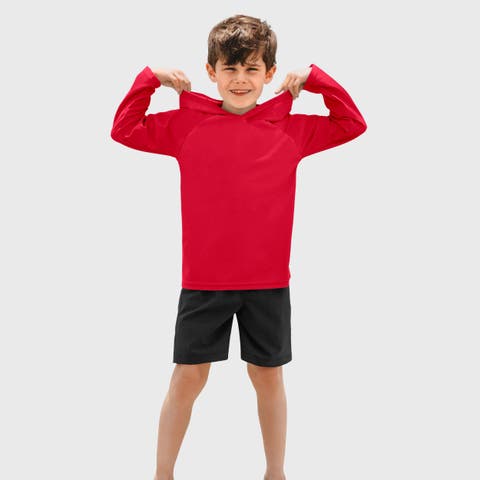 Boys and Girls UPF 50+ Long Sleeve Hooded Rashguard Tee (Toddler/Kids)