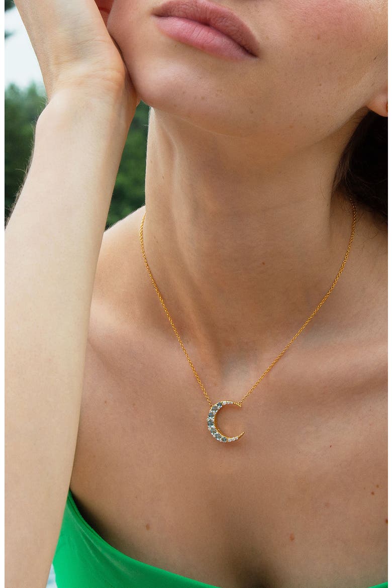 Mini Crescent Moon Pendant Necklace, Alternate, color, GOLD