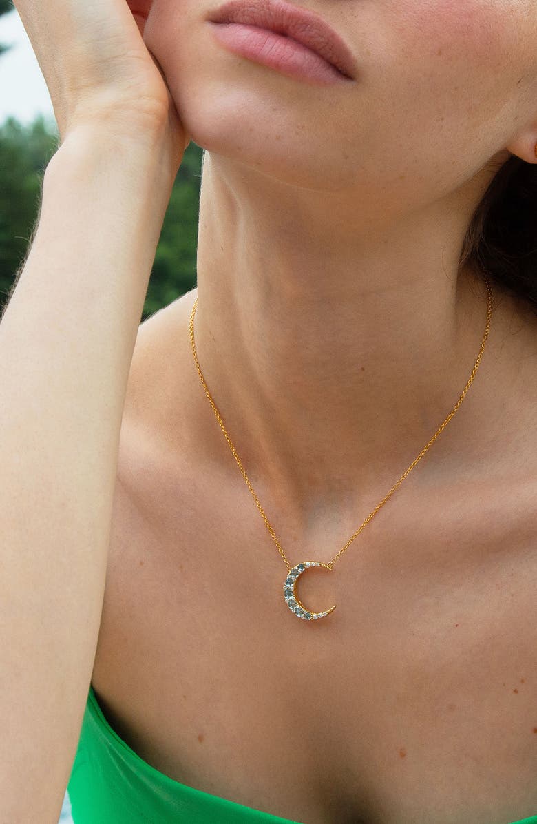 Monica Rich Kosann Mini Crescent Pendant Necklace, Alternate, color, Gold