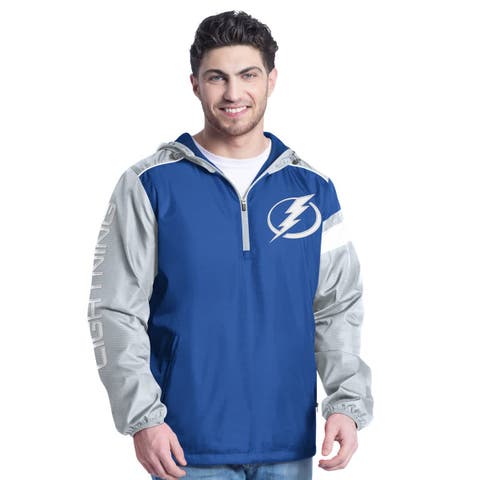 Men's G-III Sports by Carl Banks Blue/Gray Tampa Bay Lightning Lateral Half-Zip Hoodie Jacket