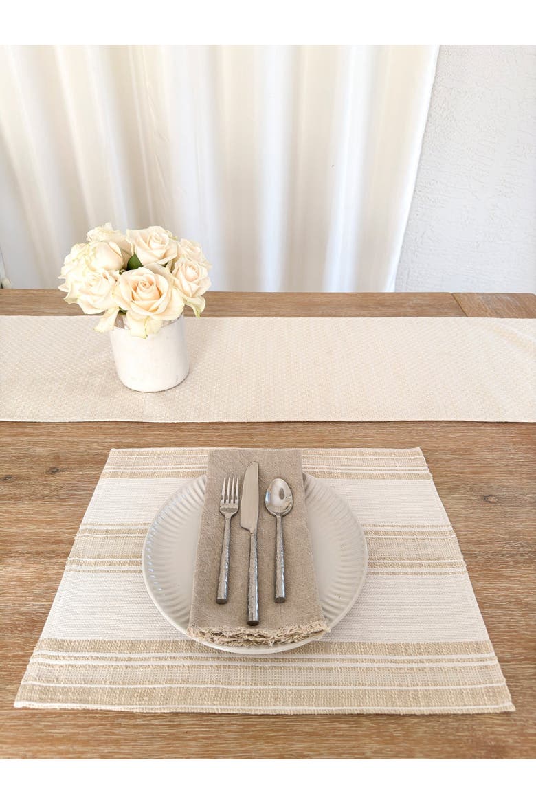 Beach Club Stripe Indoor Outdoor Placemat, Alternate, color, Beige Stripe
