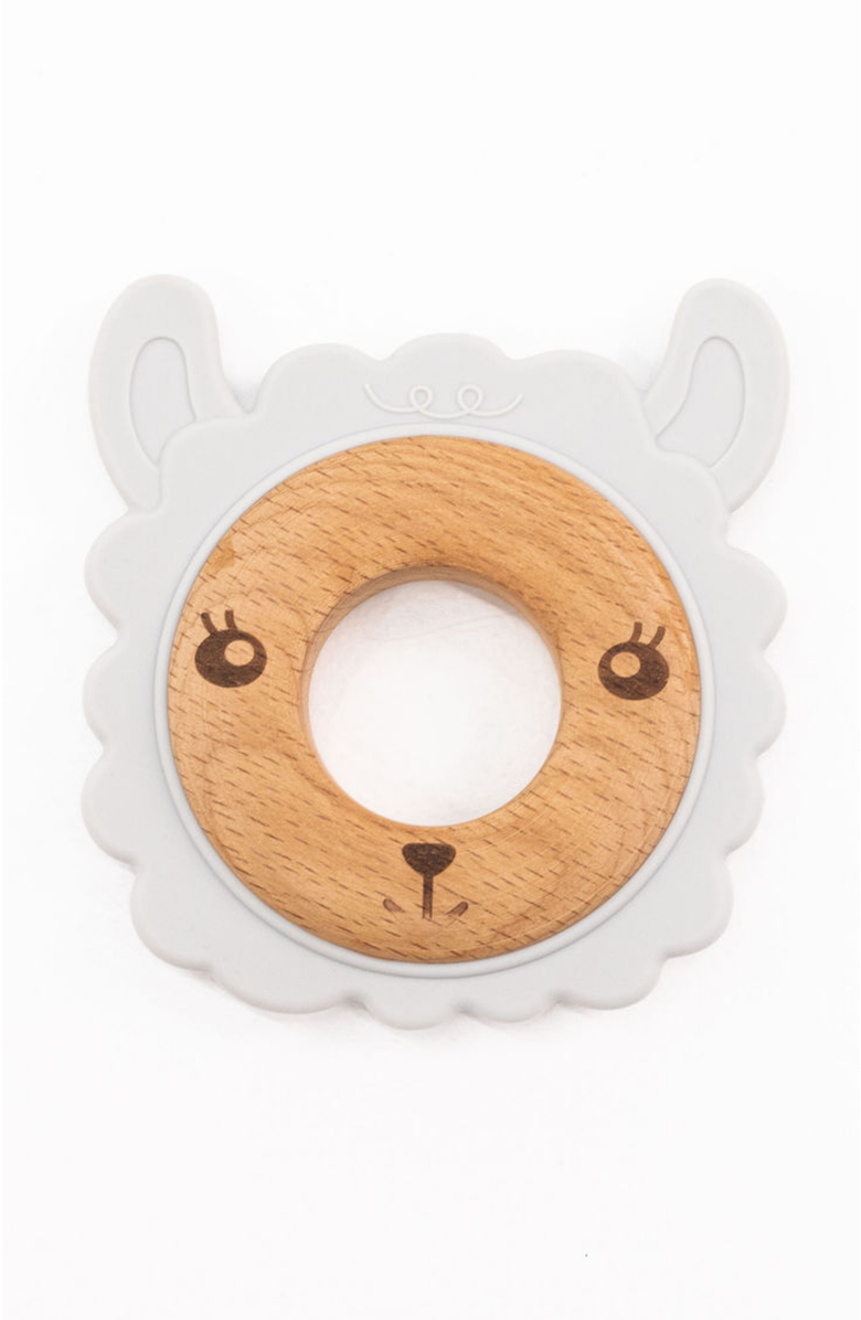 Poppyseed Play Silicone & Wood Baby Teethers, Main, color, Gray Lamb